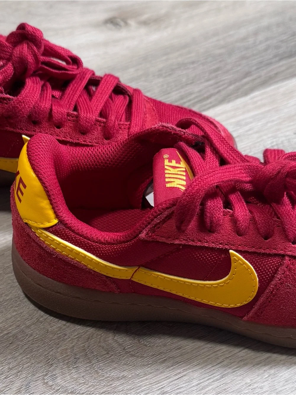 Nike kids Red/Maroon & Yellow Low-Top Sneakers 1Y